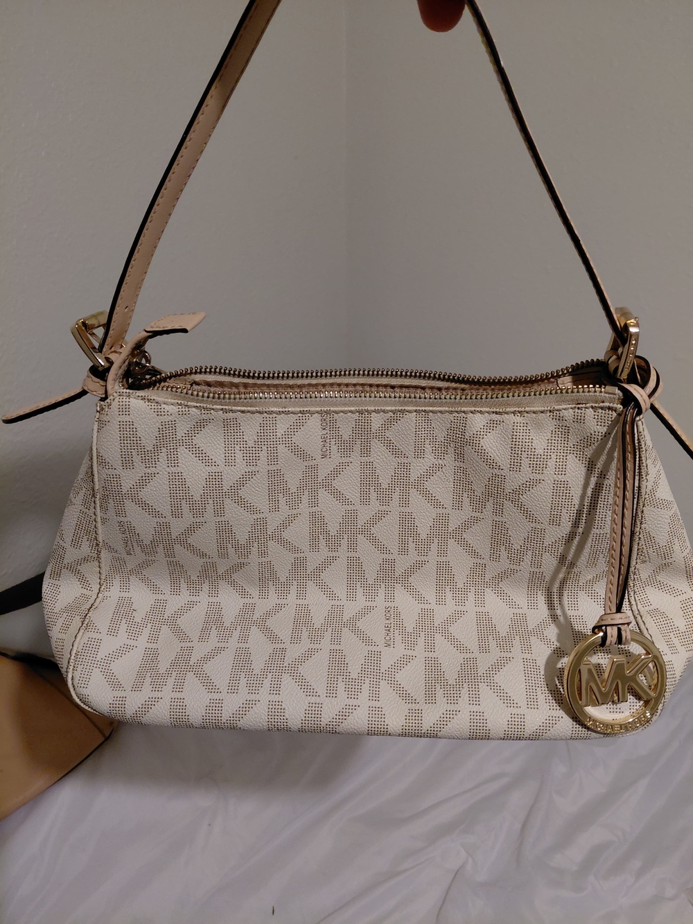 Michael Kors Beige Logo-Print Shoulder Bag